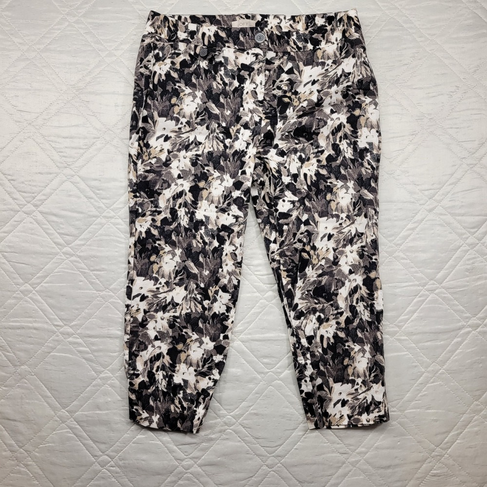 Ann‎ Taylor Loft black floral capri pants size 8P